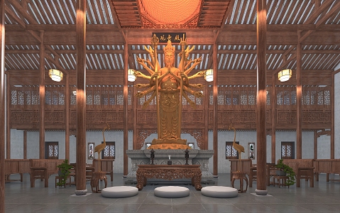 Chinese Buddhist Hall Indoor Guanyin Hall 3d model