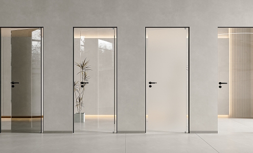 Modern glass single-door glass door single-door glass single-door bathroom glass door 3d model