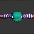 Game and Movie Character Featuring Teal Hair Horns Striped Sweater Brown Shorts Red Hands