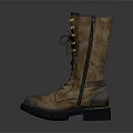 Brown Leather Lace Up Tall Boots With Metal Eyelets And Black Thick Sole