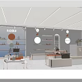 Modern Bright Clothing Store Interior With Display Shelves Fashion Bags Shoes And Wooden Tables