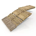 Simple Wooden Bamboo Bridge Model With Logs And Planks Structure Design