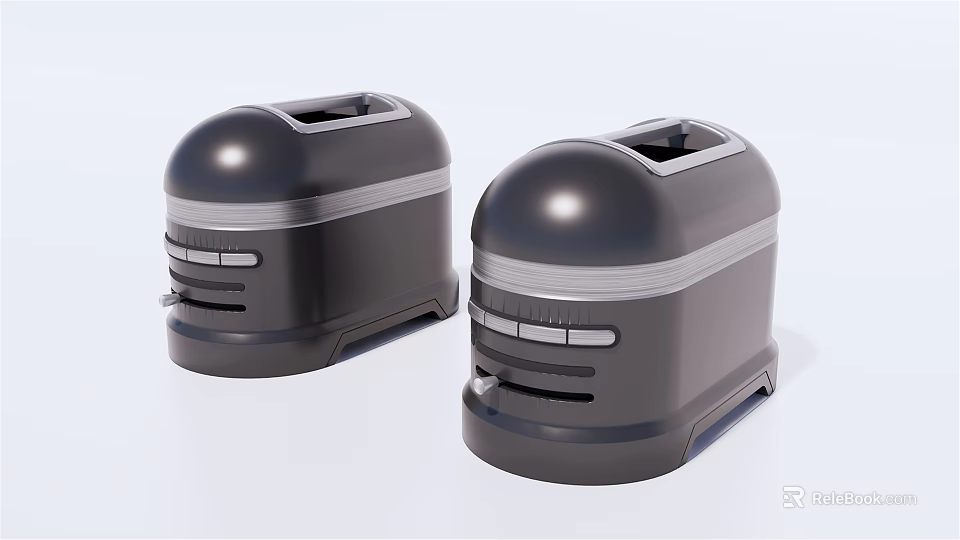 Modern Black Kitchen Toasters With Sleek Design And Silver Accents 3d model