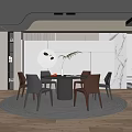 Elegant Modern Restaurant Interior With Round Dining Table And Marble Accents