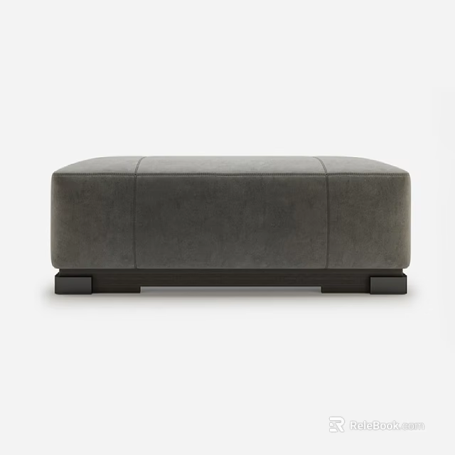 Gray Upholstered Sofa Bench With Modern Sleek Design And Dark Wooden Legs 3d model 