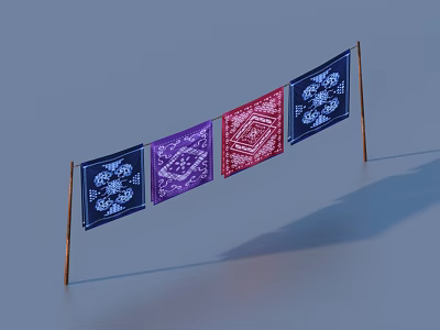 Colorful Decorative Bandanas With Intricate Patterns In Various Colors For Home Decoration 3d model