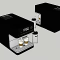 Modern Black Kitchen Appliance Coffee Machine With Two Cups And Milk Frother
