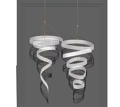 Contemporary Crystal Chandeliers With Modern Spiral Hanging White Black Design 3d model