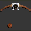 Man In White Wizards Basketball Uniform Number 0 With Basketball And Blue Sneakers
