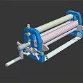 Blue Manual Rolling Machine With Metal Rollers Hand Crank And Sturdy Frame 3d model