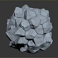 Gray Stone Mosaic Sphere Sculpture With Irregular Geometric Block Texture 3d model