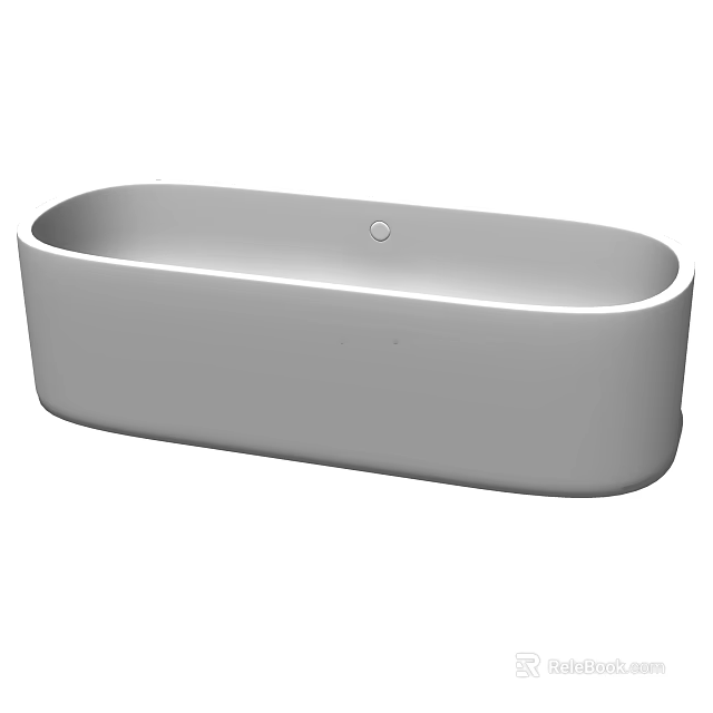 Modern Freestanding Oval Shaped Bathtub With Smooth Light Colored Surface For Contemporary Bathroom Design 3d model 