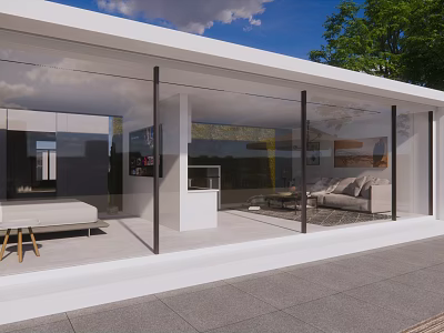 Modern Single Family House Design Featuring Glass Walls Open Living Space And Landscaped Garden 3d model