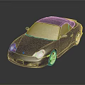 Dark blue sports car exterior with sleek two-door design and shiny silver wheels