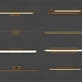 Modern Brass Wall Lamps With Various Sleek Designs On Dark Background