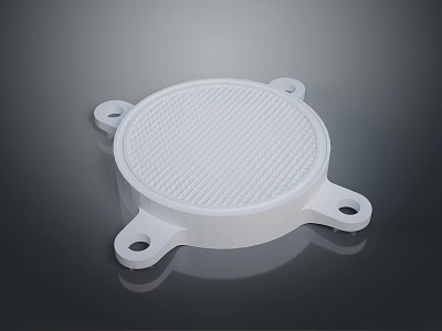 White Circular Hardware Tool With Grid Texture And Four Mounting Holes 3d model