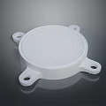 White Circular Hardware Tool With Grid Texture And Four Mounting Holes 3d model