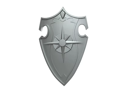 Gray Metal Shield With Star Design Pointed Top And Curved Notches Metal Texture 3d model
