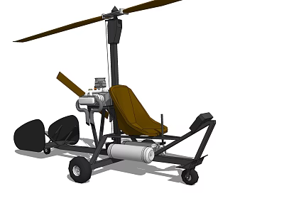 Lightweight Gyrocopter Design Featuring Rotor Seat Frame And Landing Wheels 3d model