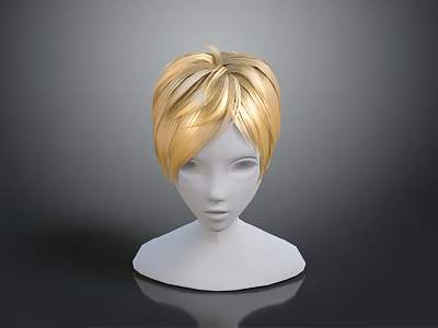 Game and Movie Character White Head Model with Blonde Short Hair and Dark Background 3d model