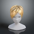 Game and Movie Character White Head Model with Blonde Short Hair and Dark Background