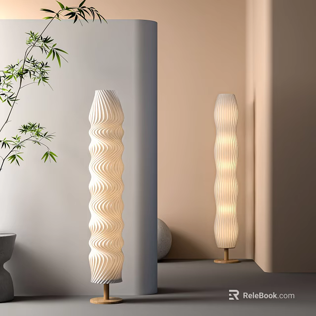 Modern Spiral Design White Floor Lamp With Soft Lighting For Living Room Interior 3d model 