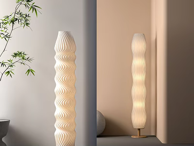 Modern Spiral Design White Floor Lamp With Soft Lighting For Living Room Interior 3d model
