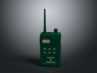 Green Walkie Talkie With Antenna Screen And Emergency Button For Daily Use 3d model