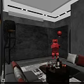 Elegant Private Room Interior With Wine Rack Sofa And Modern Chandelier Design