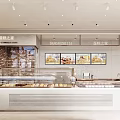Dessert Shop Modern Interior With Glass Display Cases Fresh Pastries Bread Dessert Posters And Counter