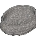 Oval Natural Stone Washbasin With Cracked Brown Gray Texture And Drain Hole