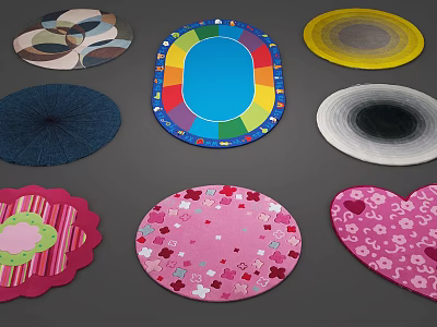 Round Rugs With Various Colorful Patterns And Different Design Styles 3d model