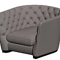 Modern Tufted Light Colored Single Seater Sofa With Armrest And Black Legs 3d model