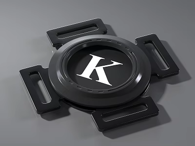 Black Rotating Device With Letter K In Center 3d model