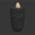 Stylish Black Metal Flask With Gold Lid And Curved Leather Handle For Daily Use