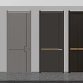 Modern Hinged Doors With Three Different Colors And Wooden Texture Interior Design 3d model