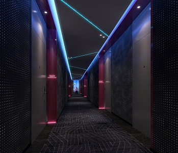 Modern Away E-sports Hotel Room Corridor 3d model