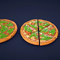Fresh Italian Pizza with Tomato and Arugula Toppings Whole and Sliced with Extra Piece