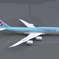 Korean Air Light Blue Passenger Airplane Model With Four Engines And Tail Logo