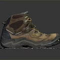 Brown Hiking Boots With Yellow Laces And Thick Sole For Outdoor Hiking Trips