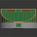 Modern 3D Circular Structure Model With Green Surface Orange Frame And White Base