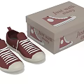 Red Canvas Shoes With Just Walk Away Printed Shoe Box Design Style
