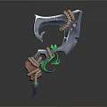 3D Rendered Axe With Rope Wrapping Green Glowing Elements And Detailed Metal Blade