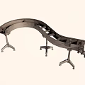 Curved Industrial Conveyor Belt System With Metal Frame And Adjustable Stands