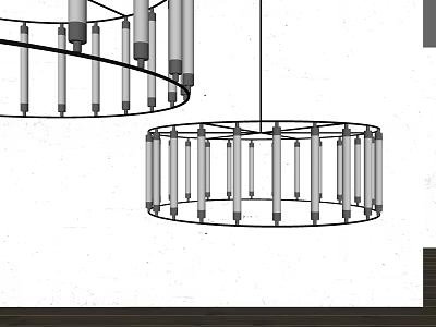 Elegant Modern Circular Chandeliers Featuring Slim Tube Lights In Interior Design 3d model