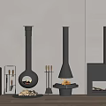 Modern Metal Fireplaces With Various Styles Fire Tools And Wood Logs