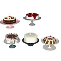 Assorted Decorated Cakes on Colorful Cake Stands With Toppings and Designs