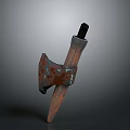 Vintage Rusty Axe With Wooden Handle And Metal Head Design