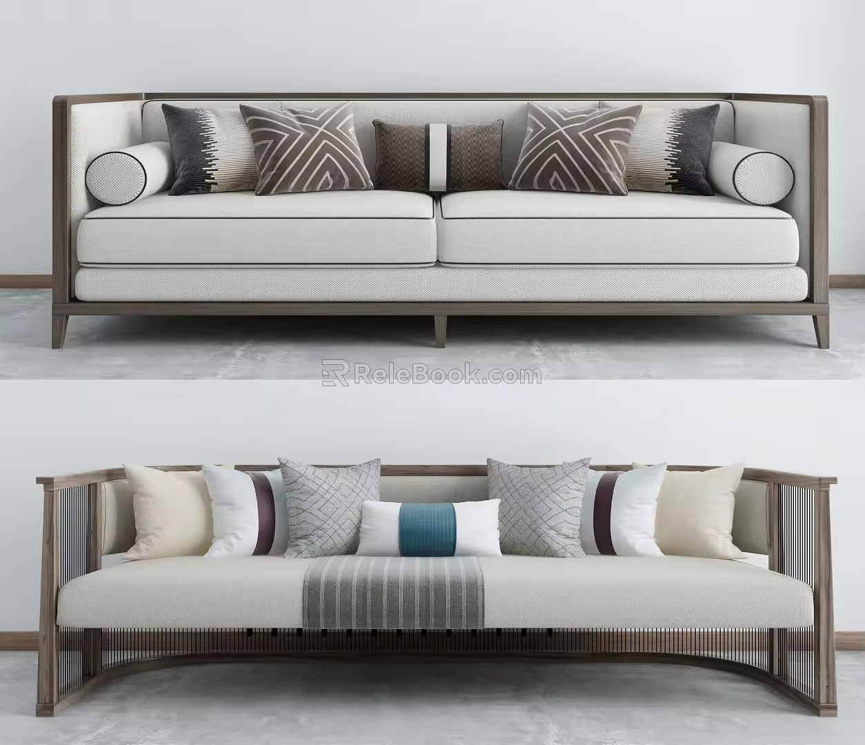 New Chinese-style Double Sofa Multi-person Sofa Combination 3d model