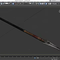 Traditional Long Spear Weapon With Metal Spearhead Black Grip And Red Gold Accents
